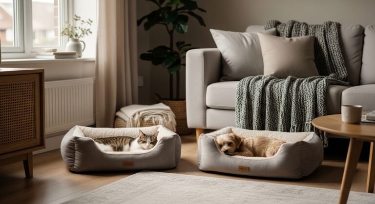 Calming pet bed for a cosy cat and dog sleep space