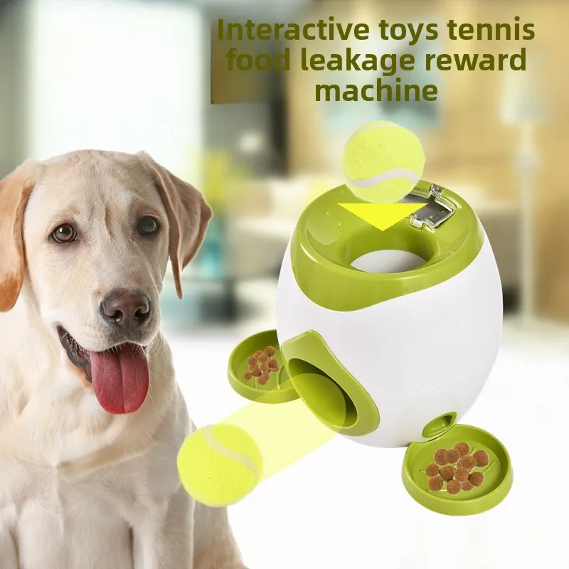 White and grey interactive dog ball launcher for small indoor spaces.