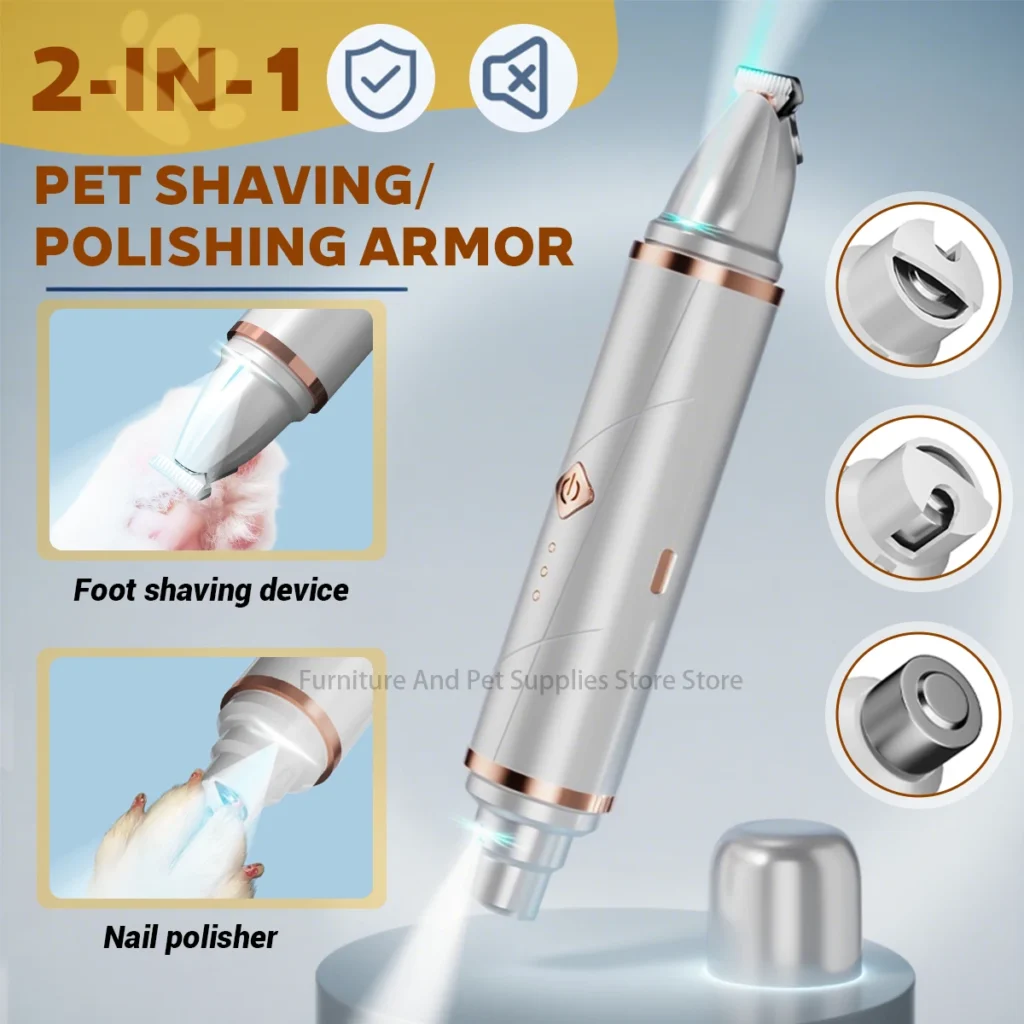 Professional pet hair trimmer and nail grinder set.