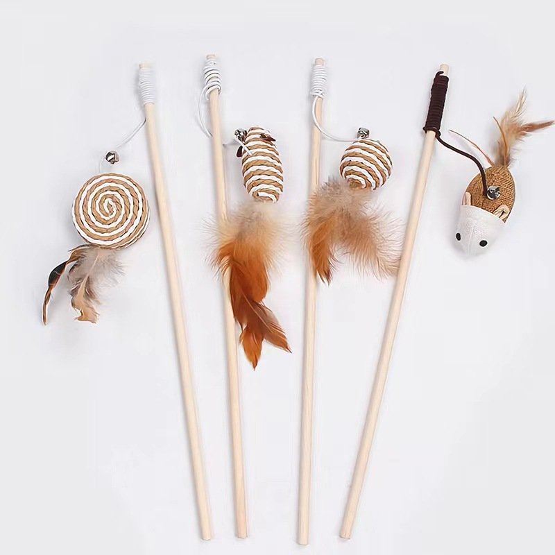 50-piece interactive wood stick teaser set for bonding with your cat through play.