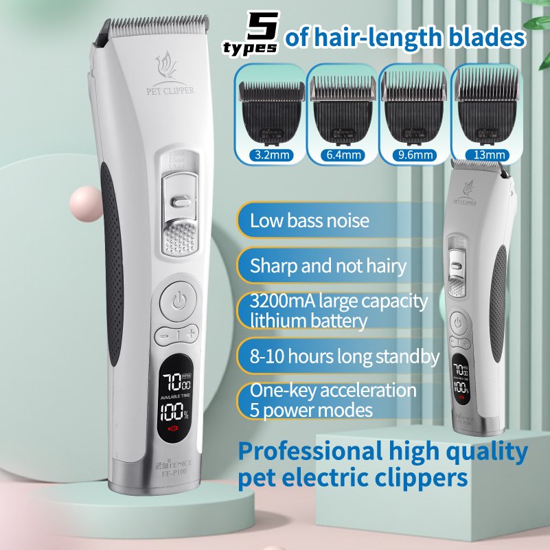 Professional cordless dog hair clipper for DIY pet grooming.