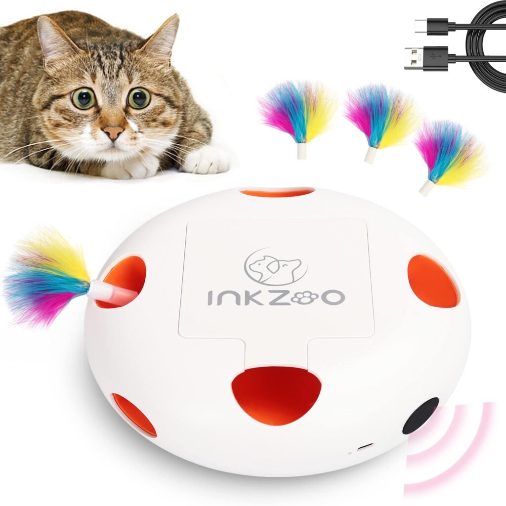 Smart whack-a-mole interactive pet toy designed to keep indoor cats and kittens entertained.