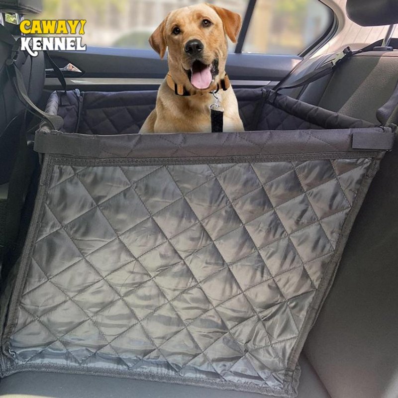 Black quilted waterproof dog car covers for leather seats