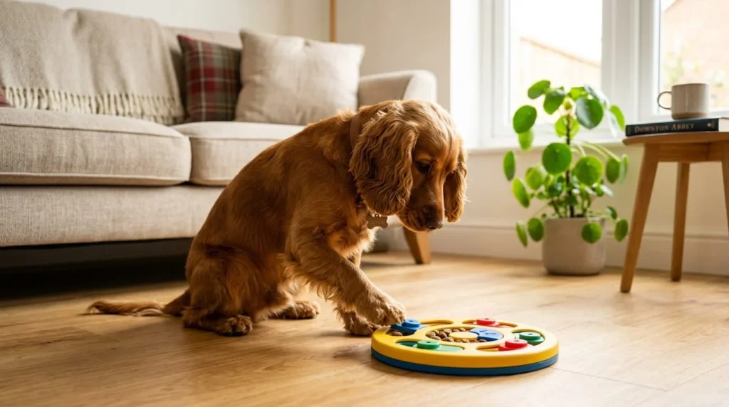 Mental enrichment for dogs using an interactive puzzle toy